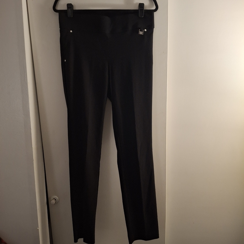 Rafaella Black Straight Leg Women's Textured Stretch Pants